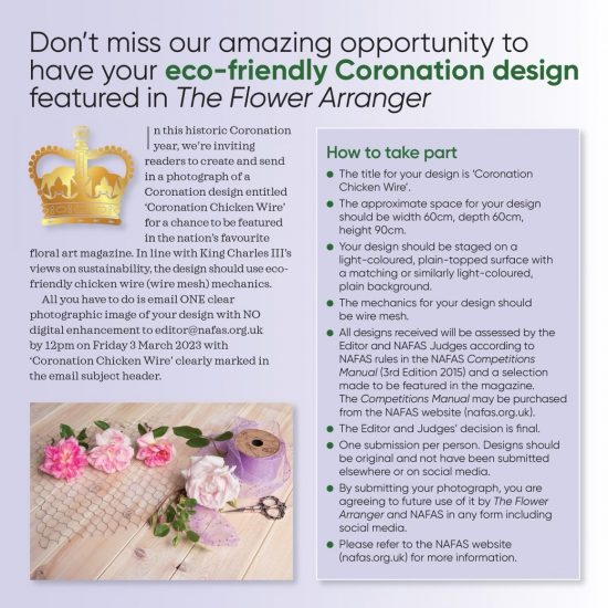 Have your eco-friendly Coronation design featured in The Flower Arranger